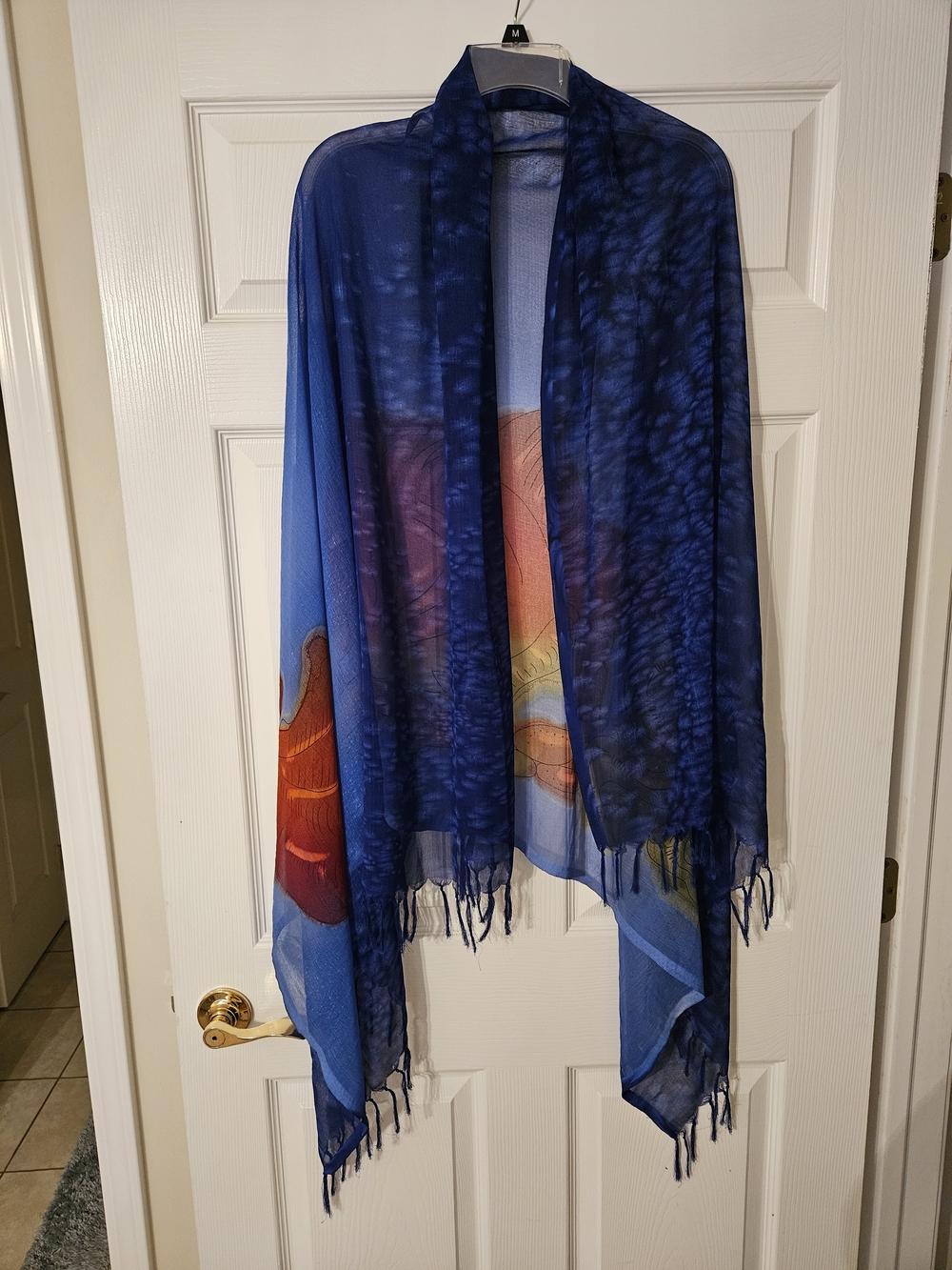 Vintage Island Liquid Mosiac Scarf Featuring A Whimsical Angler Fish Design